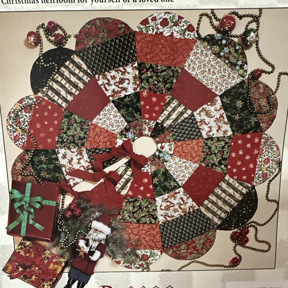 Vintage Keepsake Quilting Christmas Tree Skirt Simple to Sew Kit Retro Fabric